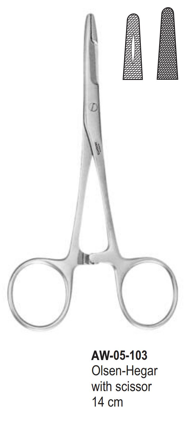 Olsen-Hegar Needle Holder with Scissor